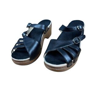Dansko Shelby Black Leather Women's Strappy Sandals Sz EU 42 (11.5-12)
